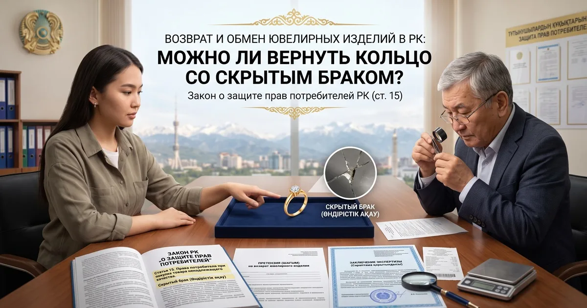 Возврат и обмен ювелирных изделий по Закону о защите прав потребителей РК: можно ли вернуть кольцо со скрытым браком?